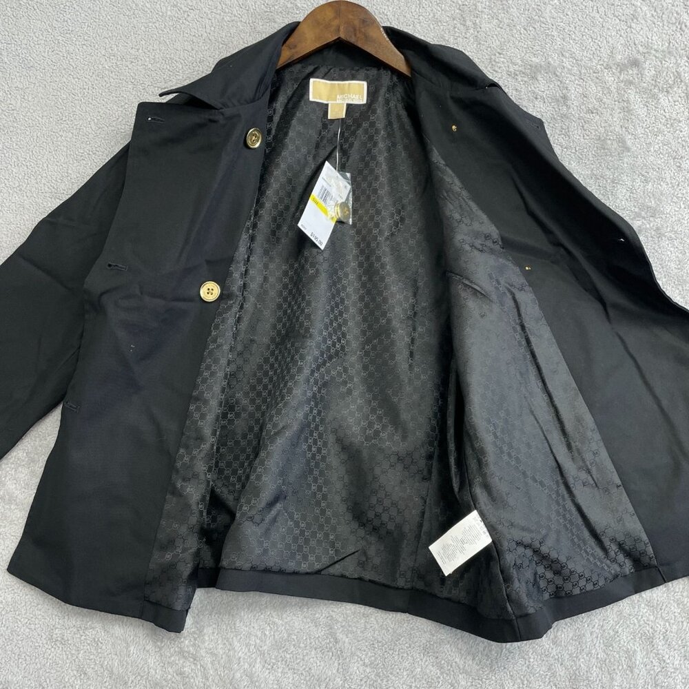 NEW Michael Kors Women's M Black Peacoat Jacket 100% Cotton - Picture 12 of 13